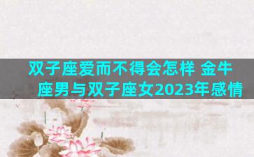 双子座爱而不得会怎样 金牛座男与双子座女2023年感情